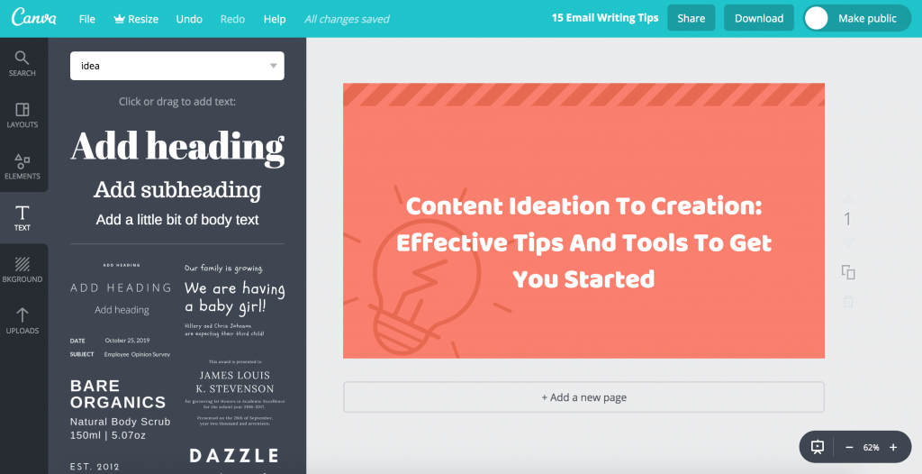 content creation with Canva